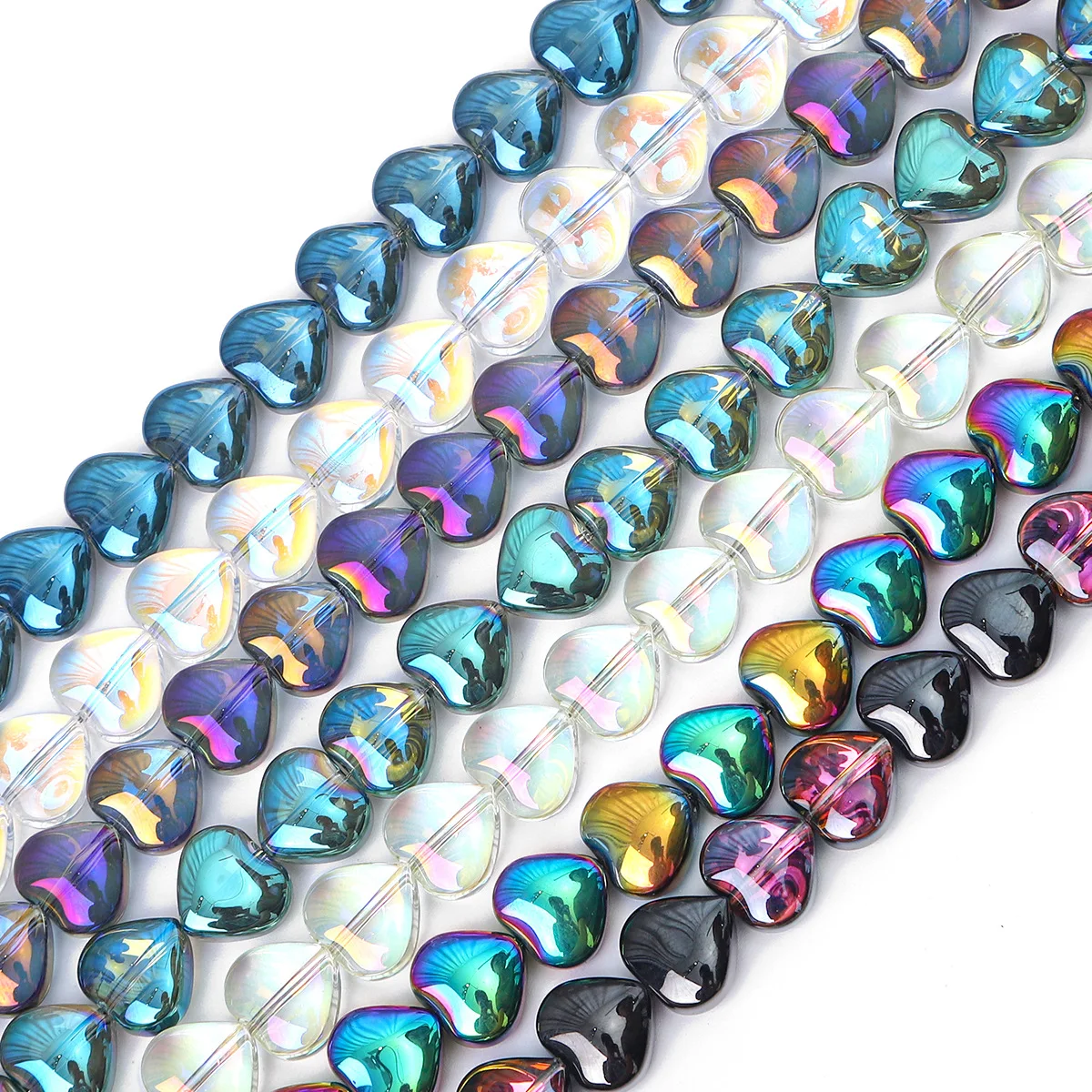 Bestone 10*10mm Small Heart Shape Inside Hole Colorful Lampwork Crystal Loose Beads for Jewelry Making DIY Crafts
