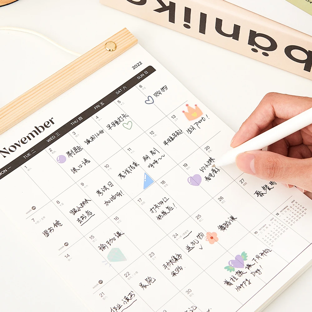 Simple 2023 Hanging Calendar Printing Daily Custom Planner Monthly B5 Wall Wood Calendars