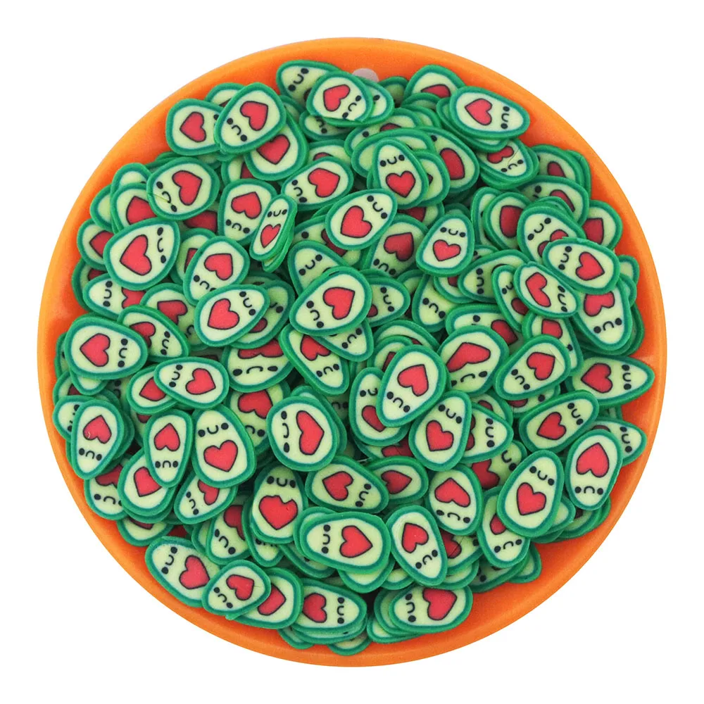 100G Fruit Polymer Clay Love Heart Avocado Slices Polymer Clay Sprinkles Slices For Slime Filler DIY Clay Crafts Nail Art