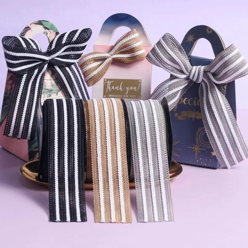 Spot diy gift package white stripe thick mesh bow ribbon mattress webbing series