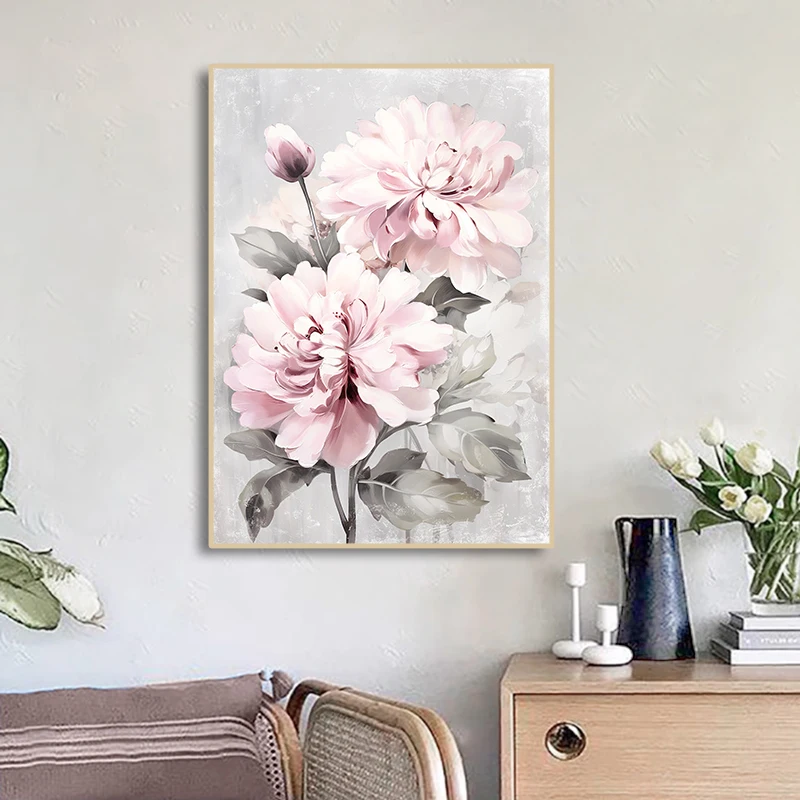 Luxury Factory New Only Canvas Painting Wall Art Posters White Pink Flower Canvas Print For Home Living Room Decor