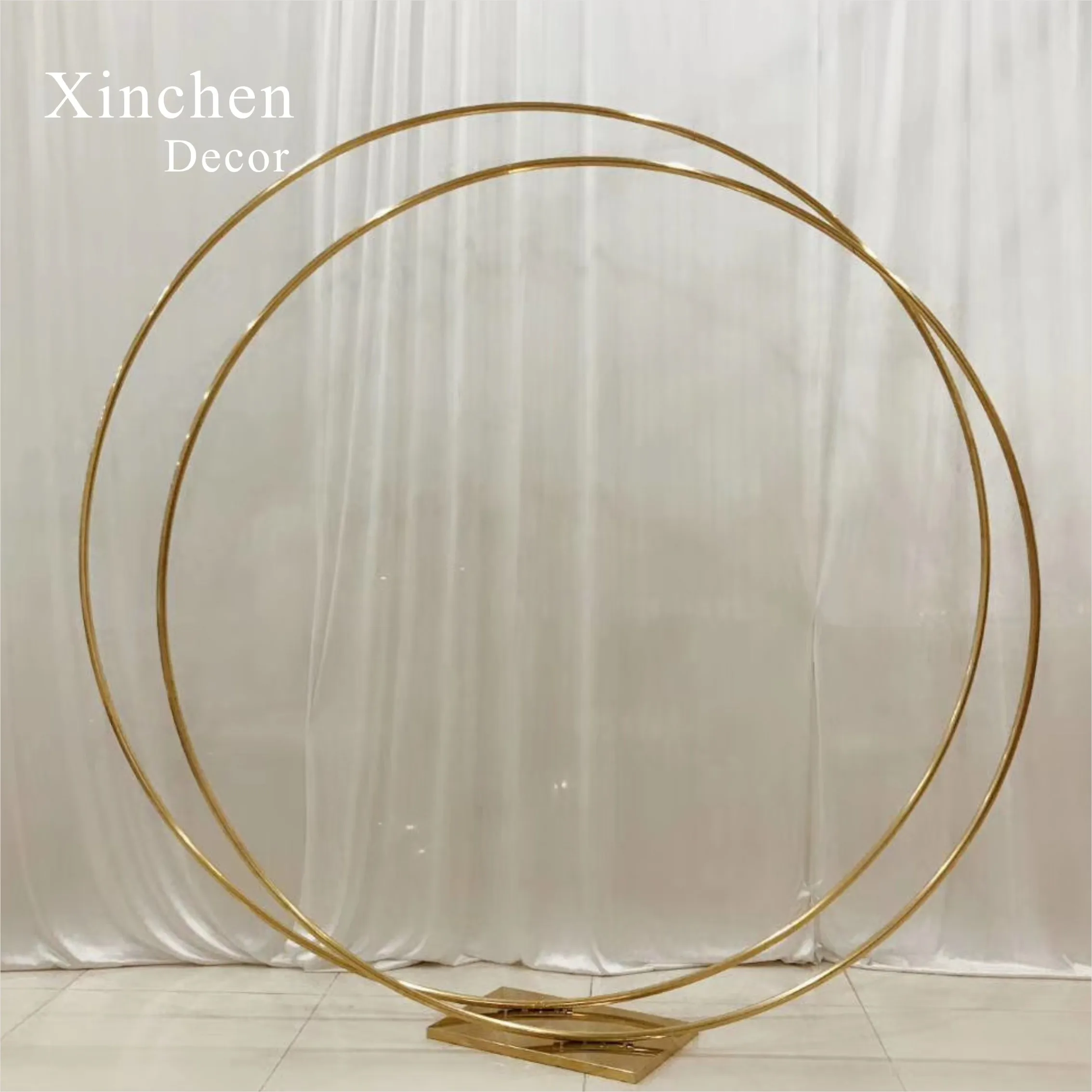 XC-B002 Custom round mesh metal gold wedding decoration backdrop stand for wedding events