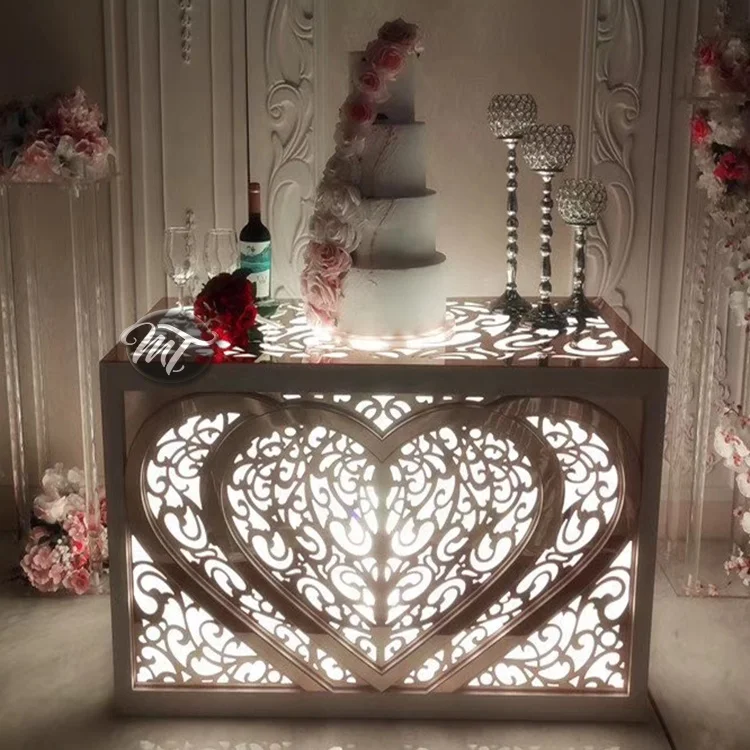 Luxury heart design acrylic square mandap wedding backdrop for banquet event decor