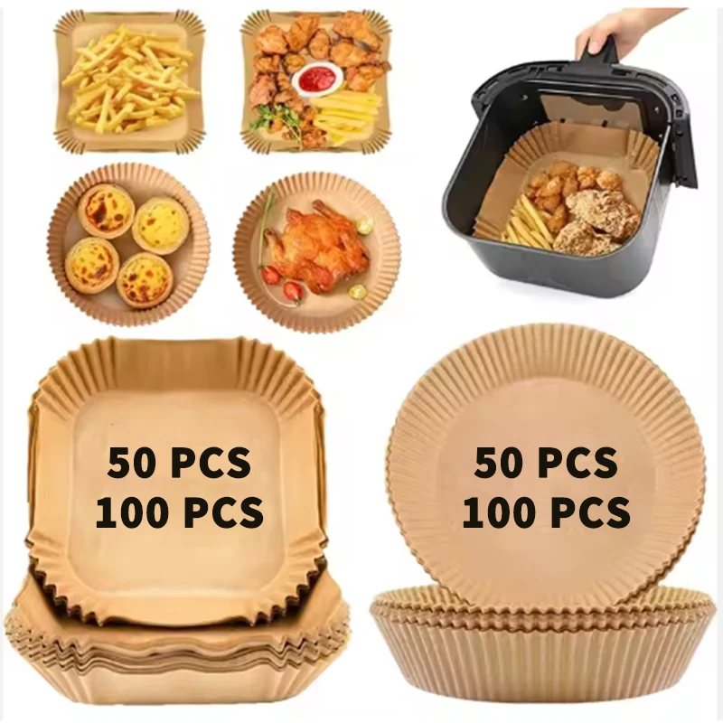 Air Fryer Liners Parchment Baking Paper For AirFryer Disposable Paper Liner Microwave Non-Stick Liners Square Free of bleach