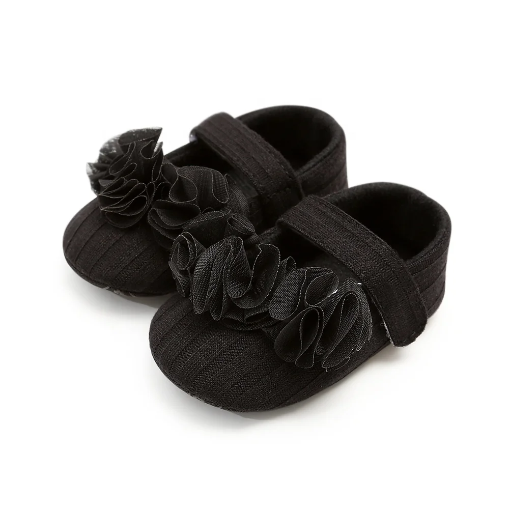 Guangzhou Suppliers Floral Newborn Soft Sole Girl Knitting Baby Shoes