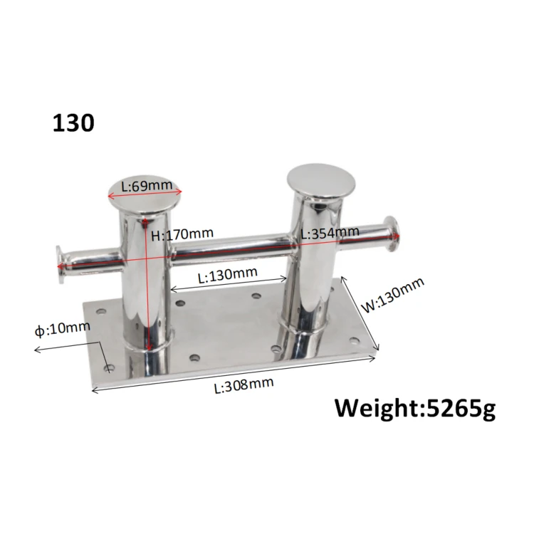 Mirror Polished AISI316 Stainless Steel Double Cross Marine Mooring Boat Yacht Ship Bollard Bollards