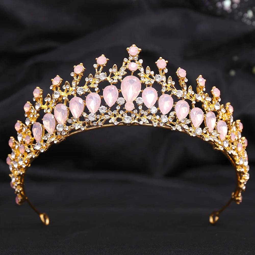 Jewelry crown Shiny Diamond  Wedding Hoop hair Accessories Jewelry Gold Crown Sweet Crystal Princess Tiara