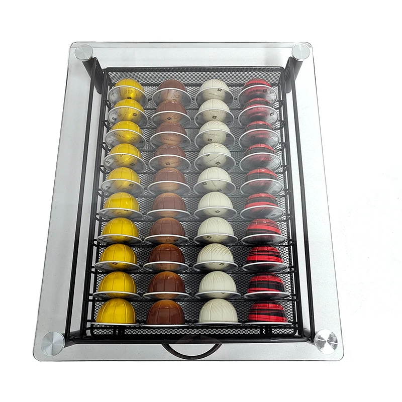 Tempered Glass Holder Drawer Vertuoline Pods Compatible with 40 Dolce Gusto Capsules coffee pod storage drawer