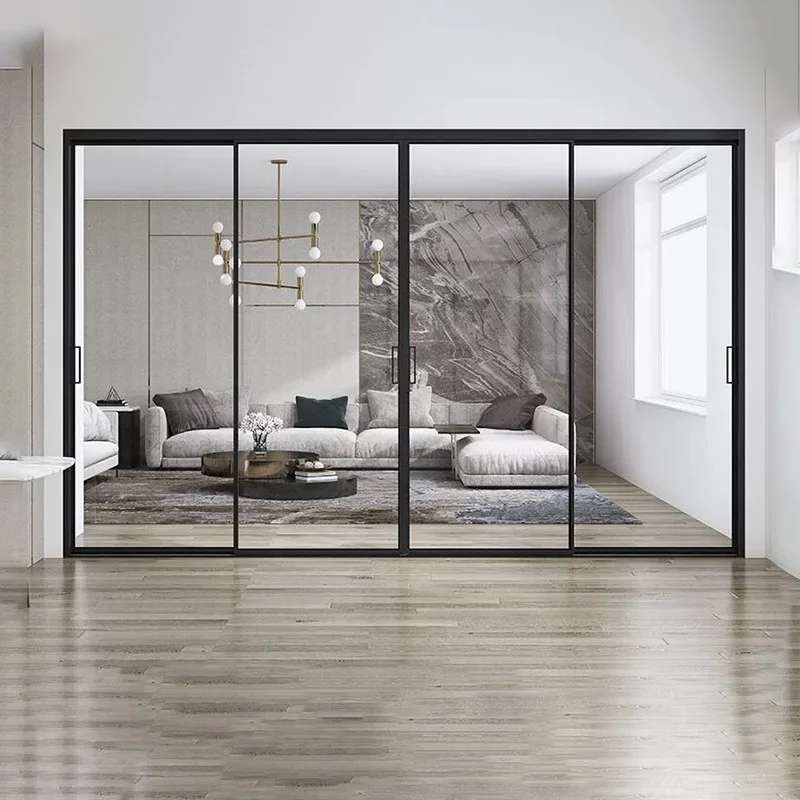 Excellent Quality Luxury Narrow Frame Lock Aluminium Sliding Door 8-Ftx9-Ft-Sliding-Glass-Doors
