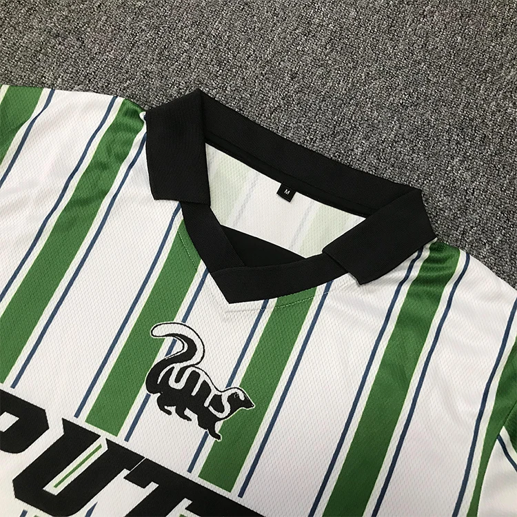 Wholesale Custom Retro Design  Football Jersey Sublimated Stripe Soccer Jersey