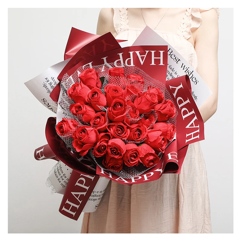 Wholesale Newspaper Pattern Colorful Gradient Style Fresh Flower Wrapping Paper