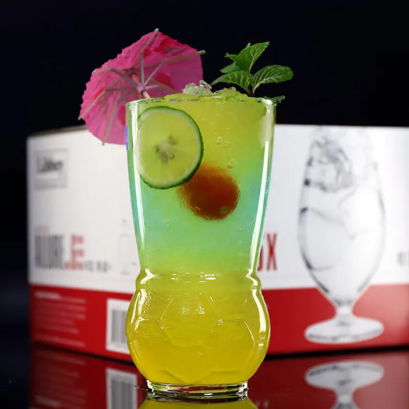 Creative Football Shape word cup Lead-free Mug Beer wine juice handmade glass tumbler