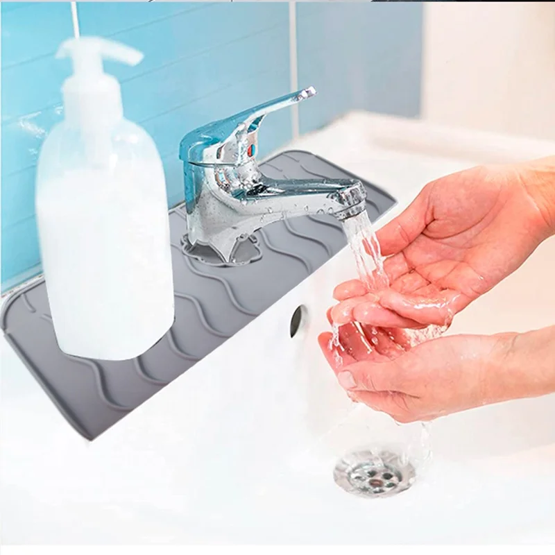 Newest Popular Product Silicone Sink Faucet Splash Guard, Sink Splash Drain Drying Faucet Mat suitable for kitchen bathroom bar