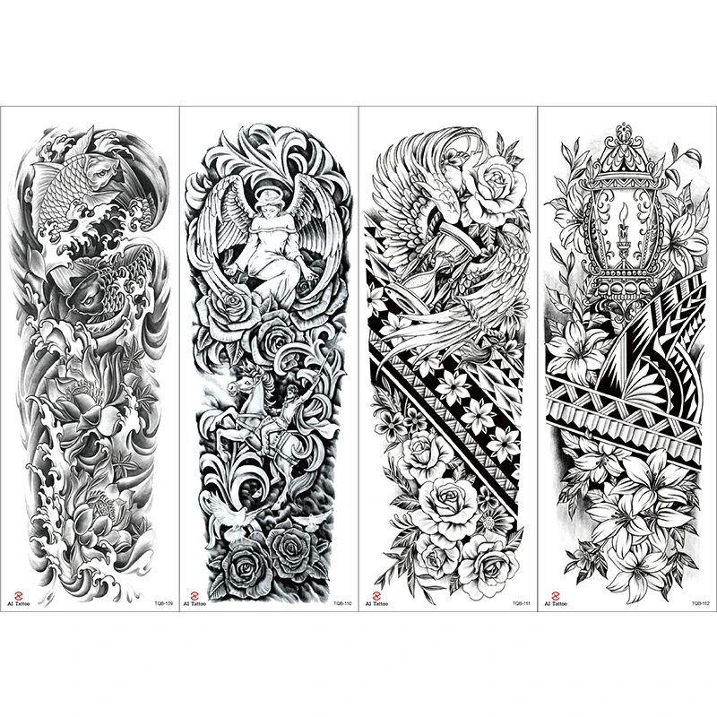 Hot sale High Quality lion dragon pattern design long lasting full arm tattoo stickers for men