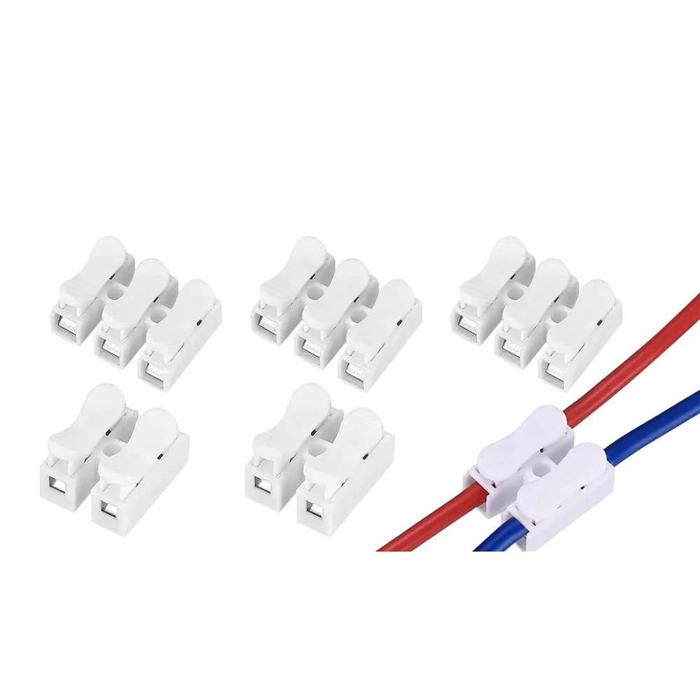 Spring Clamp Terminal CH-2 Electrical Cable Connectors Block 2 Pin Push-in Quick Terminal Wire Cable Connector