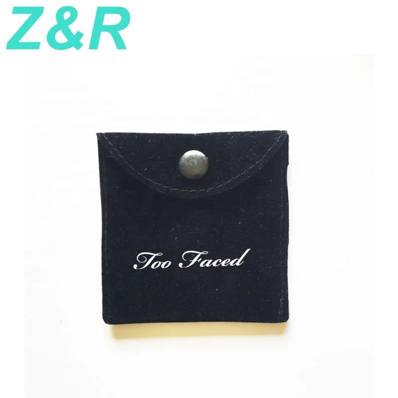 
custom silver gold logo earring necklace bracelet watch jewelry envelope velvet pouch with button 