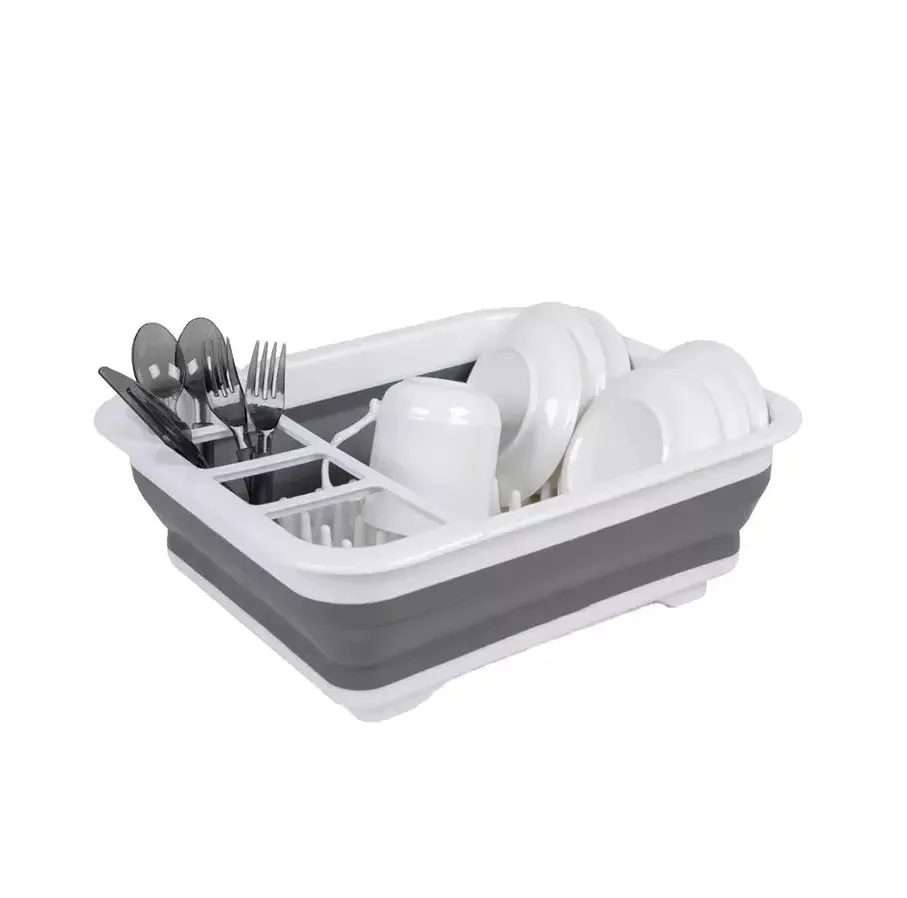 Home Organizer Grey/White Collapsible Drying Dish Drainer Rack Kitchen