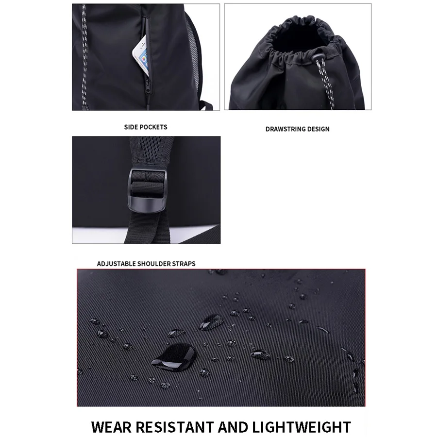 Basketball Backpack Waterproof Nylon Drawstring Shoulder Basketball Bag Large Outdoor Sports Backpack
