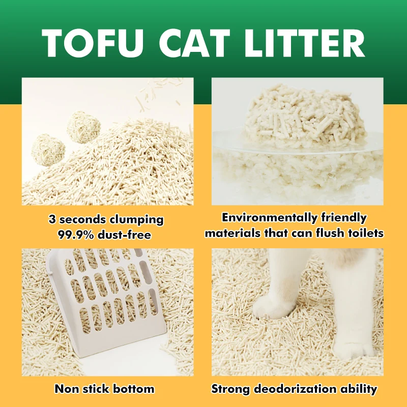 Free Samples Customization Meowstard Non Stick Bottom  Tofu Cat Litter Cat Food and Litter