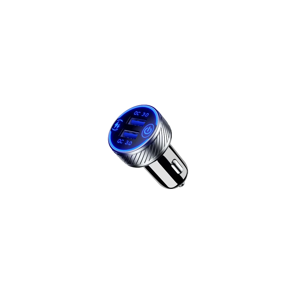 QC3.0 быстрое зарядное устройство с двумя портами USB адаптер Автомобильное цветным световым дисплеем и сенсорным экраном