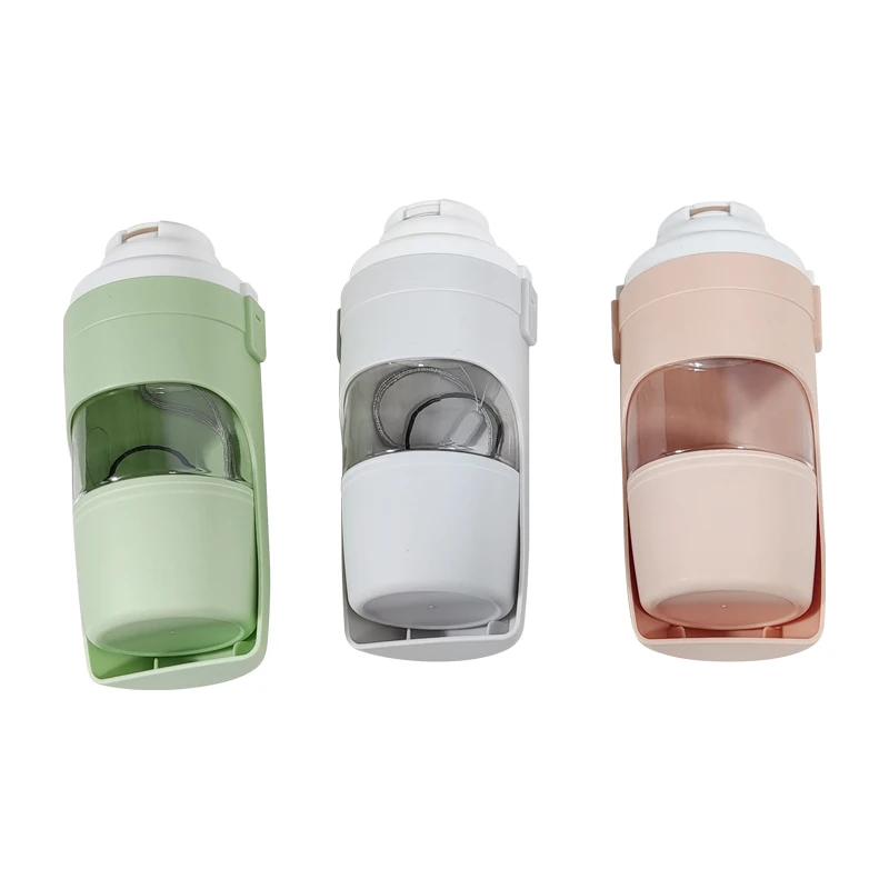 Modern style Unique Outdoor Portable Pet Water Bottle with Food Container and Bowl 3 in 1 Travel Foldable Dog Bottle