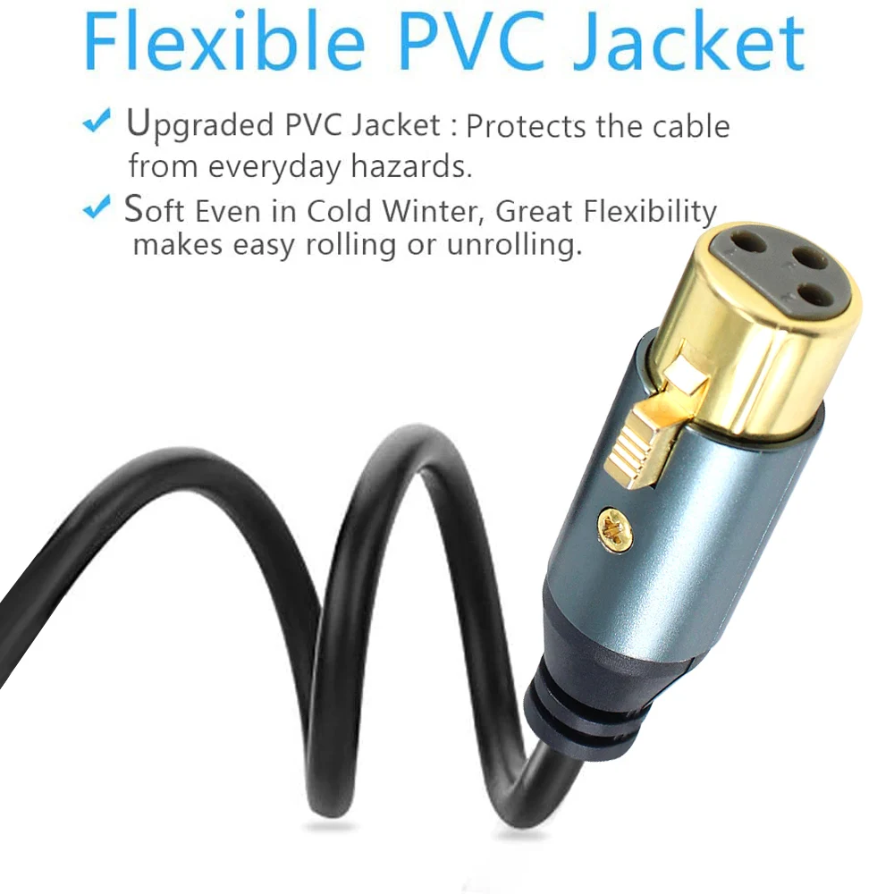 24K gold plated 3Pin XLR Cable Male to Female xlr connector 3 pin Cannon extension Speaker Microphone Balanced xlr Audio Cable
