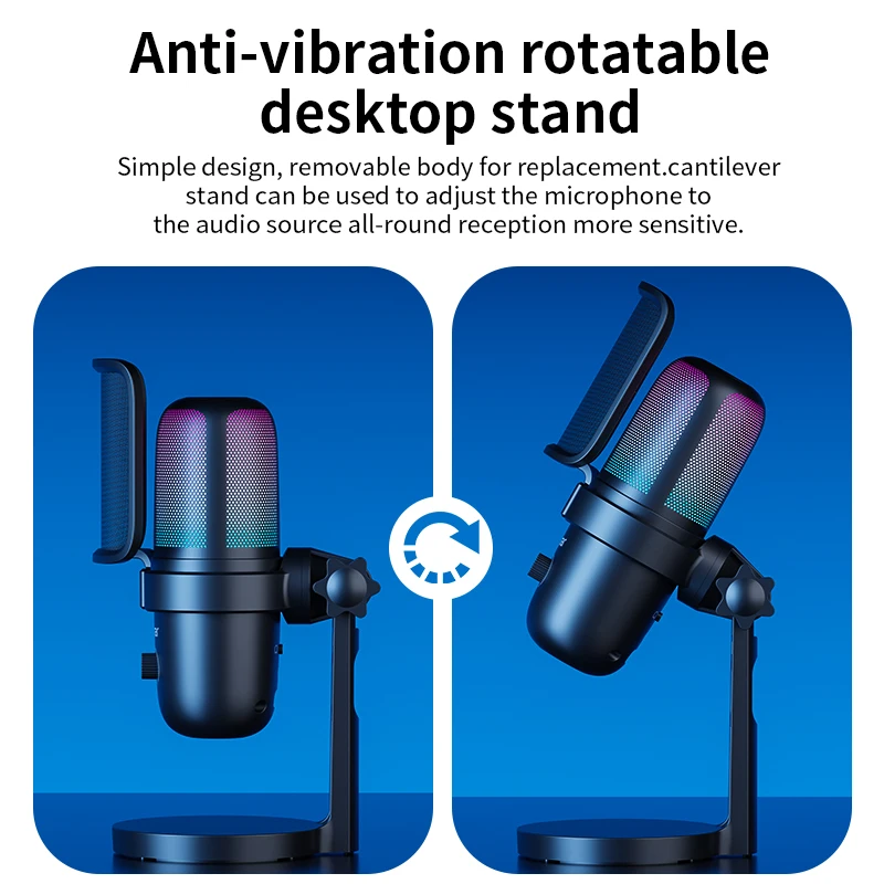 Dynamic professional wireless microphone gaming usb studio microphone condenser recording podcast streaming microphone