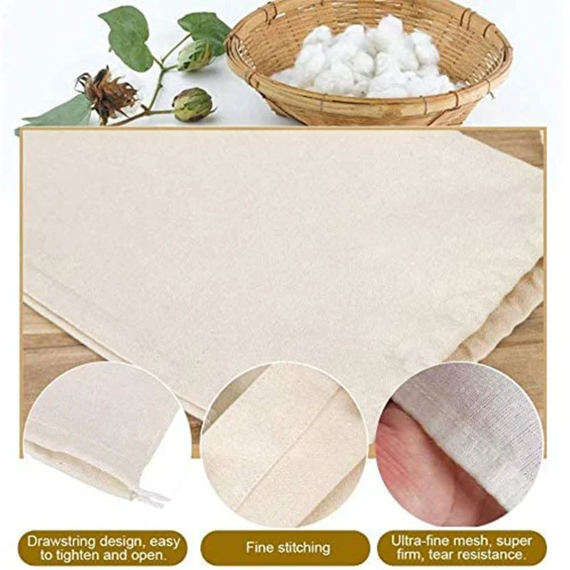 Reusable Thin Produce Bulk Reusable Tea Food Cotton Bag,Organic Muslin Pouch Bag