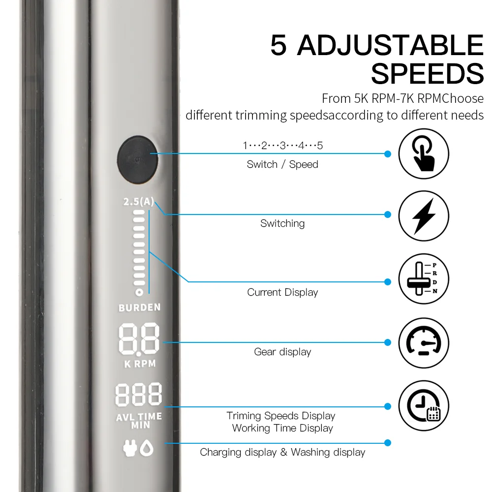 PRITECH Ultra-thin blade IPX7 waterproof Professional Cordless Barber Trimmer Electric Rechargeable Hair Clipper