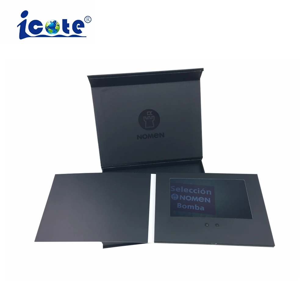 Customized Black Digital Video Brochure 7 Inch LCD Digital Video Card Black Video Box For Advertising Promotion