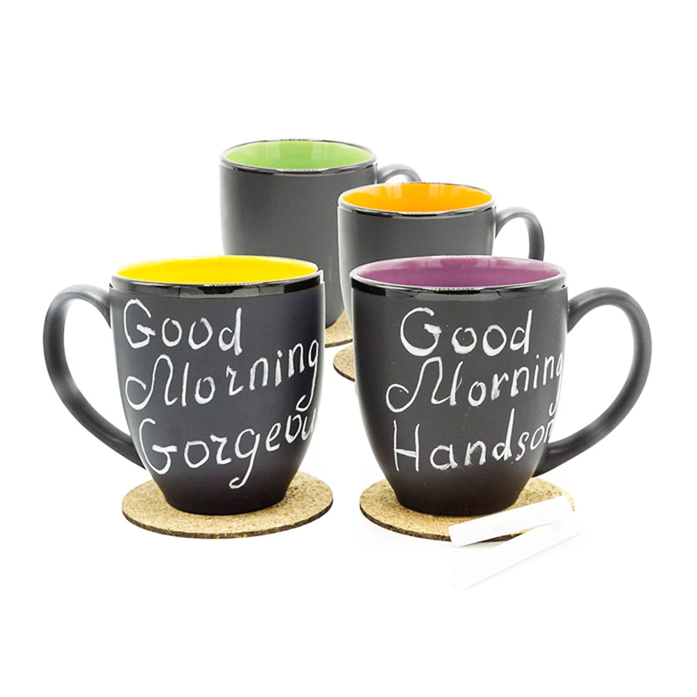 TAOXIN 2022 New listing eco-friendly ceramic material coffee mugs with chalk drawing