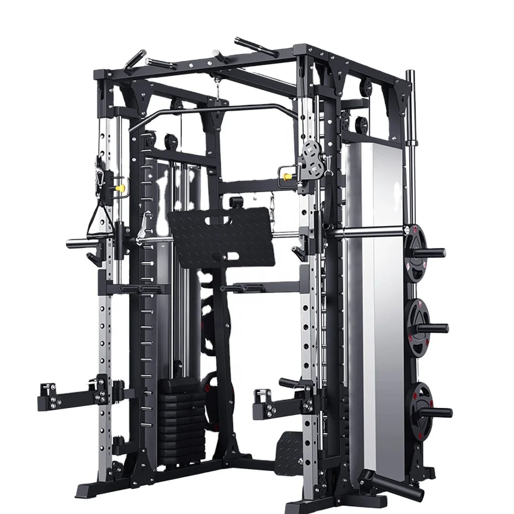 Cheap Price Smith Machine Smith Machine, Multifunction Power Cage with Smith Bar and Two LAT Pull-Down Systems