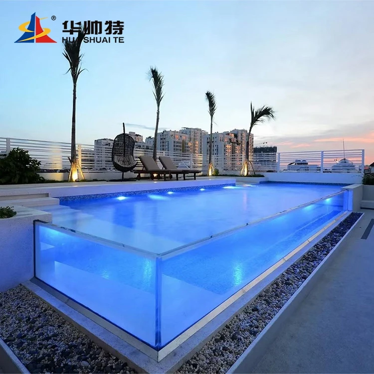 HUASHUAITE 30-year Warranty Clear Large Transparent Acrilico Piscinas Acrylic Pool Floor Panels for Swimming Pools