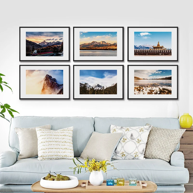 
modern glass painting beautiful natural scenery wall picture frame photography picture decorative the living room wall art 