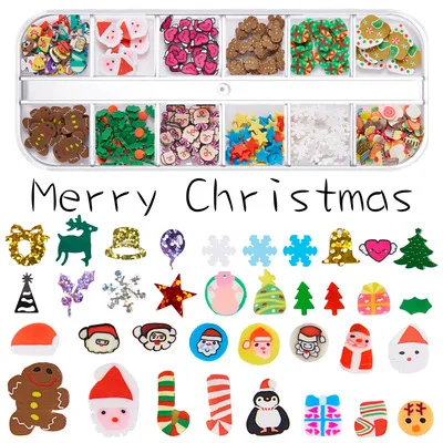 NGP232 Nail Art Designs 12 Grids Christmas Series Snowflake Snowman Elk Gift Star Crutch Sequin For