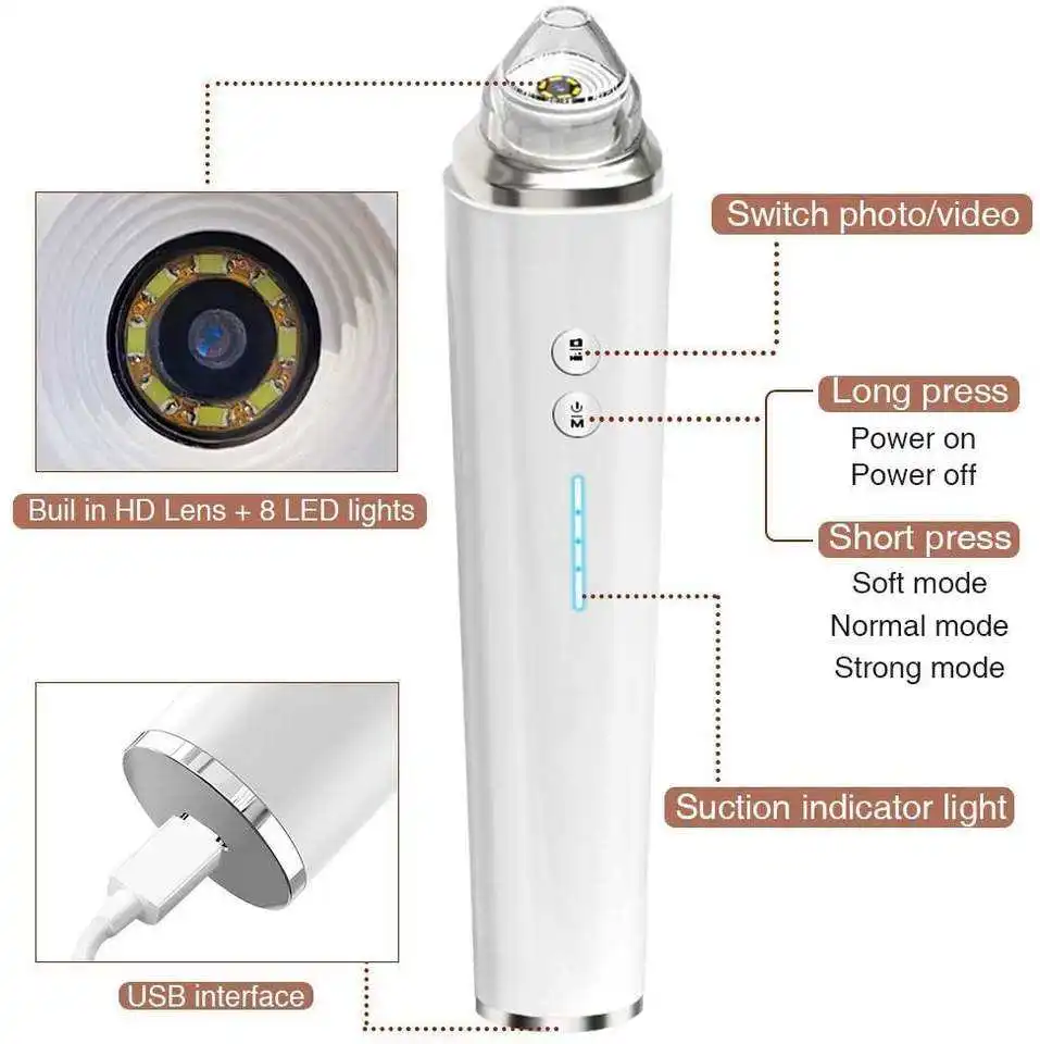 2024 New 6 Heads Electric Acne Blackhead Removal Tool Nose Pore Cleaner Blackhead Remover Vacuum