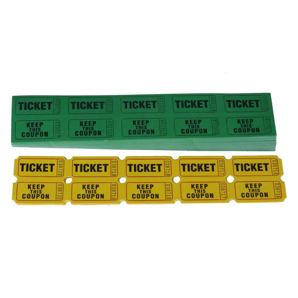
customized double roll or fanfold game party ticket 