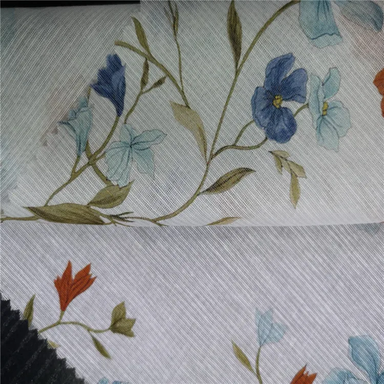 High quality printed linen cotton tencel blend fabric printed cotton tencel fabric for clothing