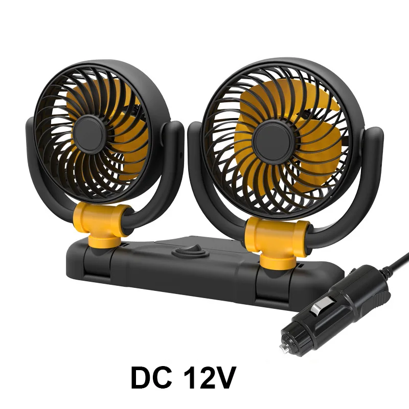 Summer 12 24 volt double head rotatable adjustable car air cooling fans fan