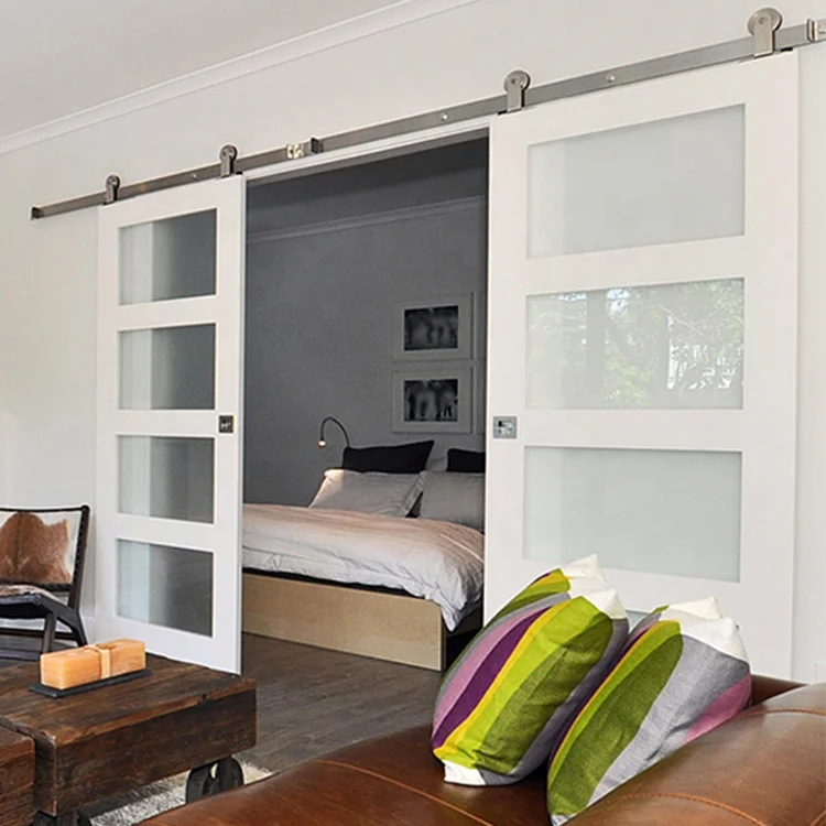 Modern double sliding wood barn door