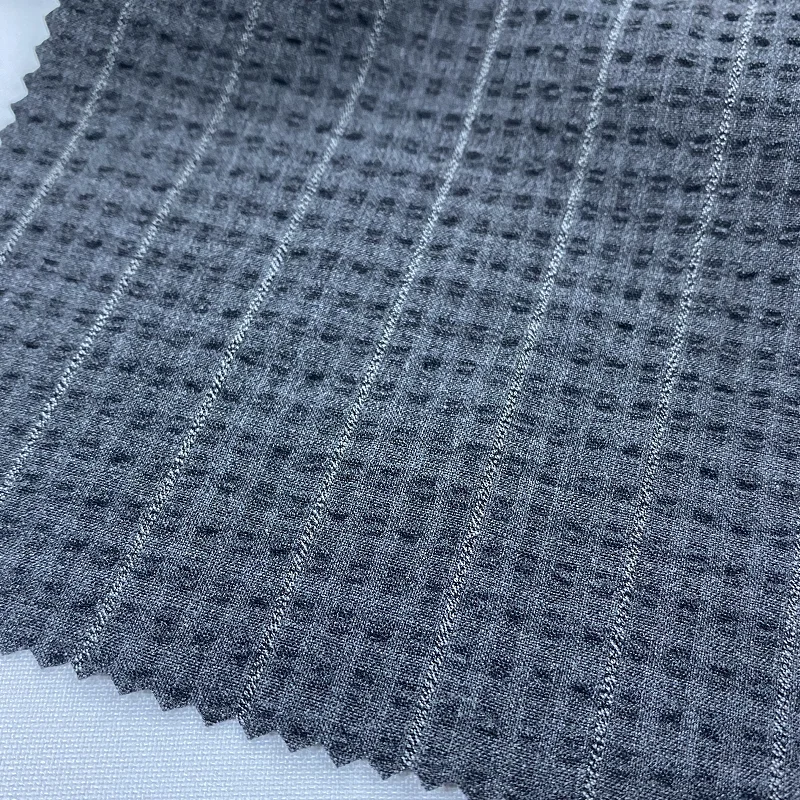 High Quality Woven Four Way Spandex Black White Stripe Yarn Dyed Fabric Seersucker Fabric