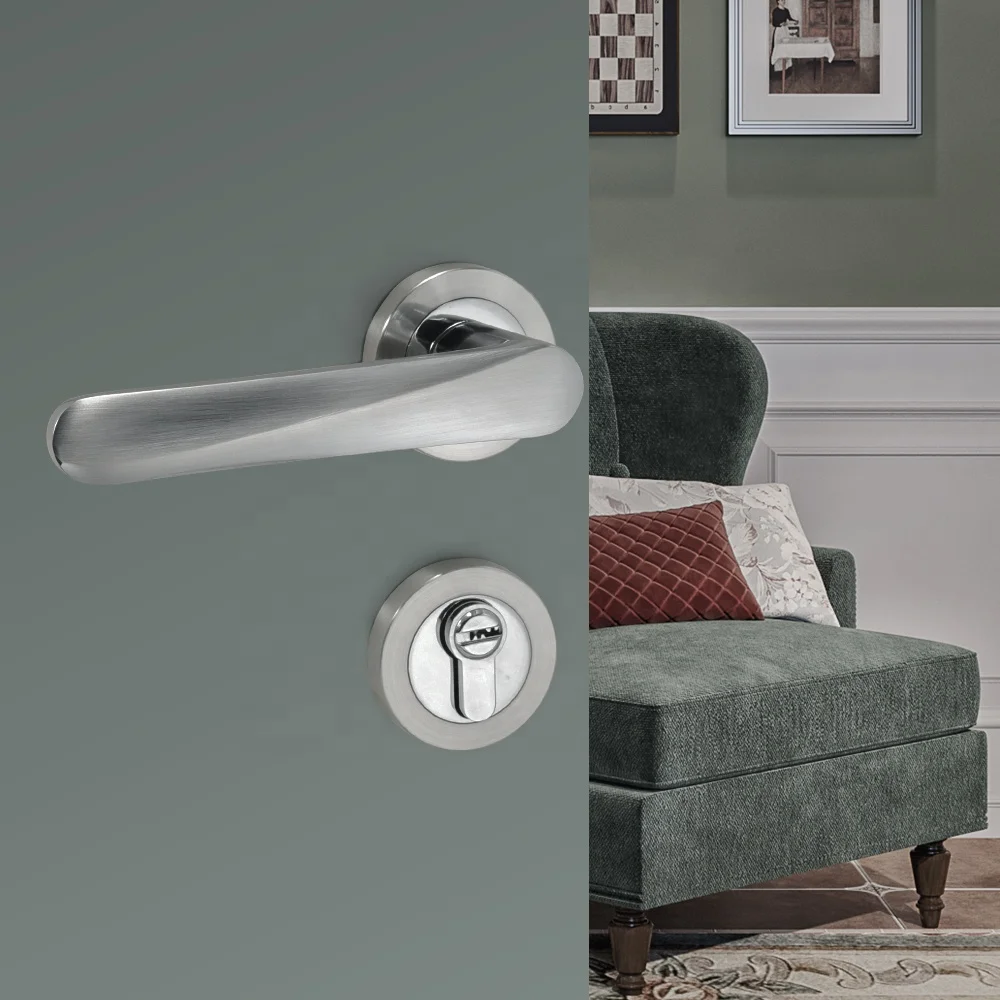 Yonfia A8223R57 brushed nickel solid aluminium interior door handles home bedroom mortise lever door handle lock for wood door