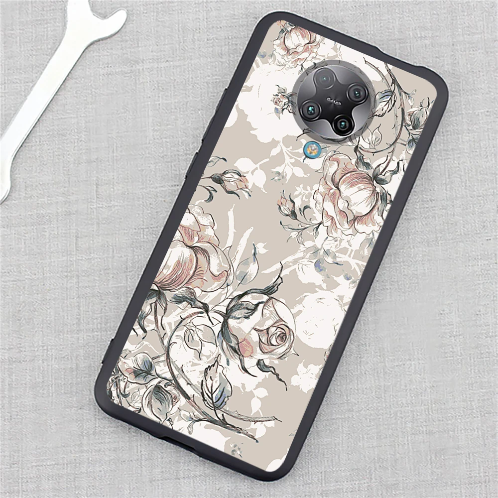 Girls Retro 3D flower matte soft Phone Case For xiaomi redmi K40 pro
