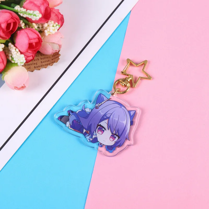 2022 New Cartoon Anime Acrylic Keychain Wholesale Transparent Double Layer genshin impact keychain