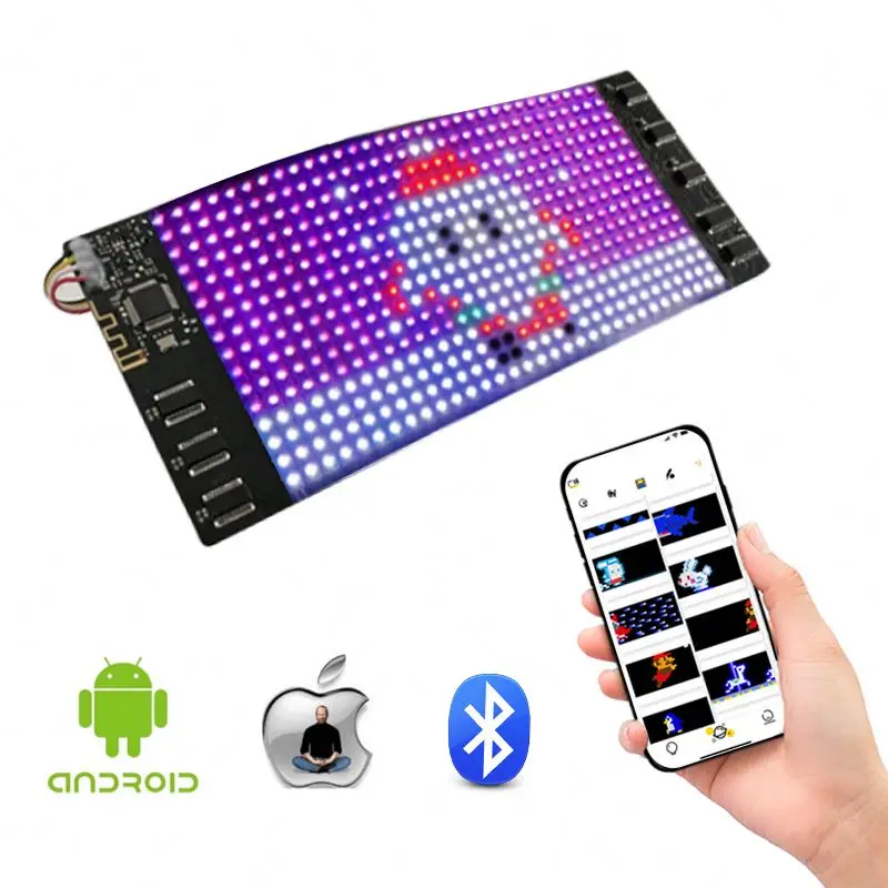 RGB color Flexible LED Display Screen T shirts Hats Insert Programmable Luminous LED Sheets Light Up Moving Messages LED Screen