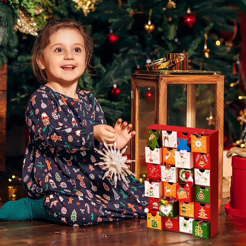 Advent Calendar Large Christmas Countdown Candy Gift Calendar Custom Logo Drawer Advent Calendar Cardboard Box