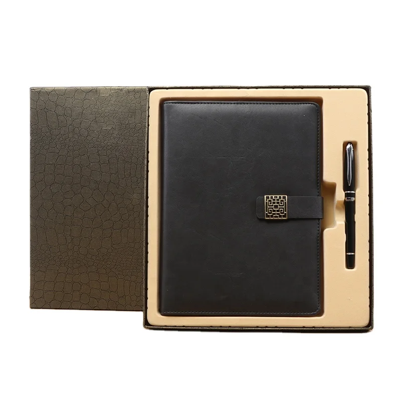 Professional Logo Printed Journal Hard Case Laptop Custom Leather Notebook with Handle