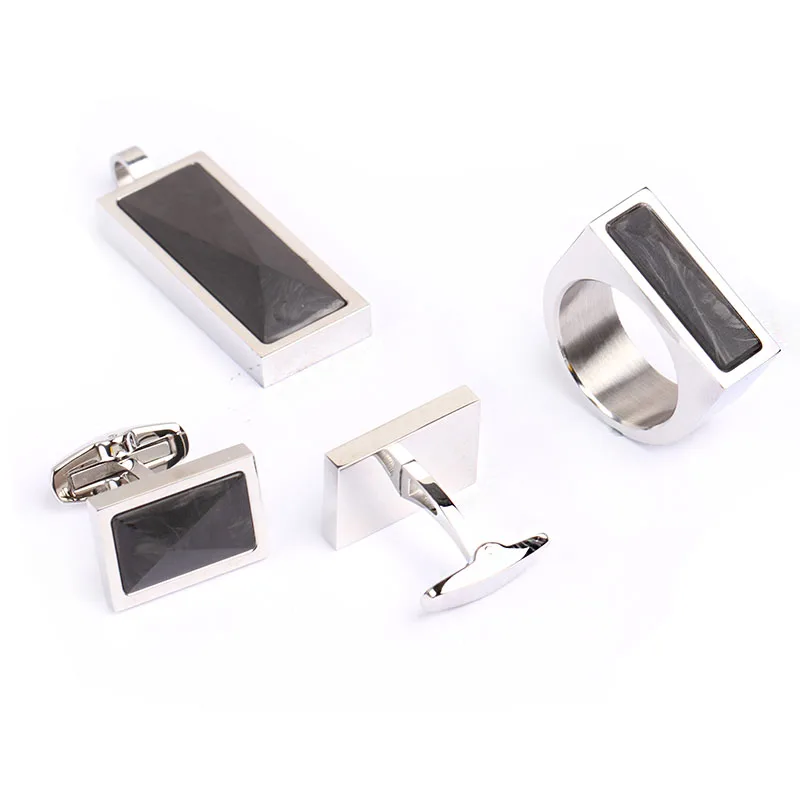 Wholesale hotselling carbon fiber jewelry set jewelry men accessories sets