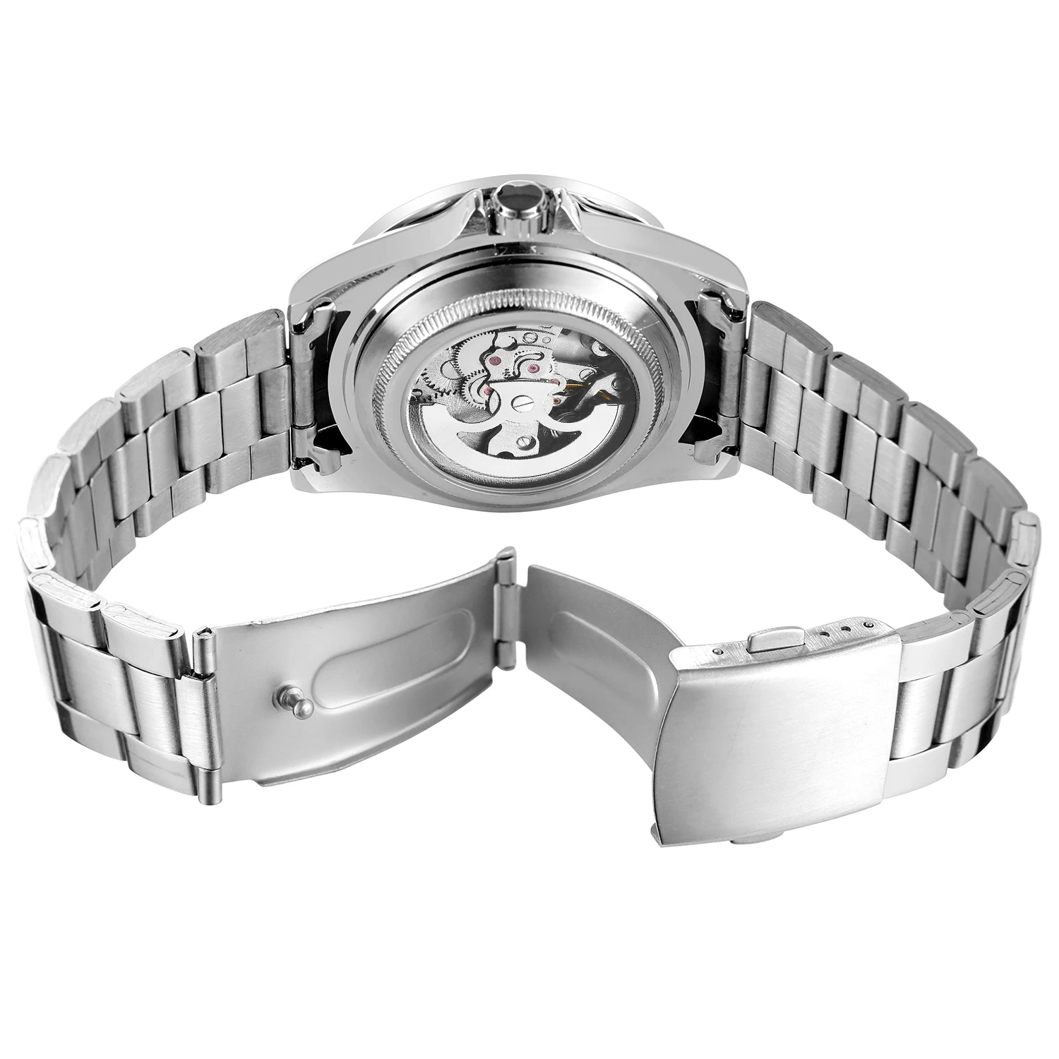 WINNER 8287 Trending  Man Mechanism Watch Costume Stainless Steel Band Hollow Out Automatic in Stock Business Hand Watch