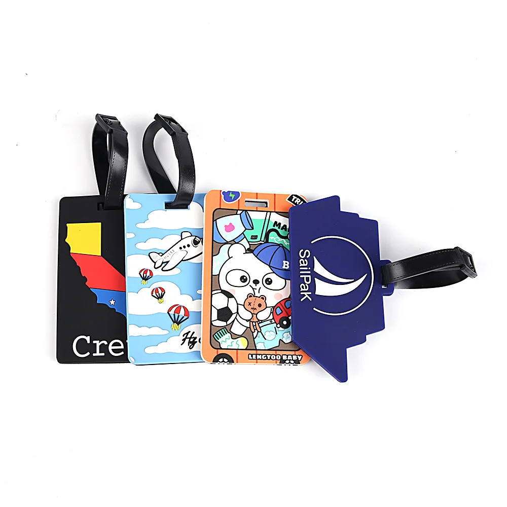 Custom LOGO Soft Rubber Travel Baggage Tags Embossed Engrave LOGO PVC Suitcase Tags